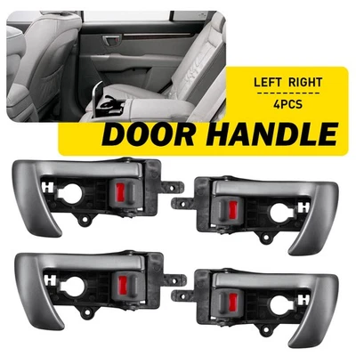 4pcs Interior Door Handle For 2007 Hyundai 2008-2012 Santa Fe Silver Plastic EOA - Imagem 1 de 4