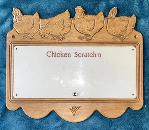 HTF VINTAGE HANDCRAFTED CARVED WOOD CHICKEN MESSAGE BOARD! FARMHOUSE! - Picture 1 of 7