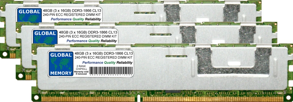 48GB (3x16GB) DDR3 1866MHz PC3-14900 240-PIN ECC REGISTERED RDIMM SERVER RAM KIT - Image 1 of 1