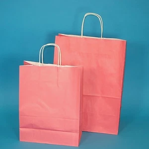 350 Papiertragetaschen Papiertüten mit Kordel 80g 26+12x35cm Rosa Rosé Pink - Bild 1 von 1