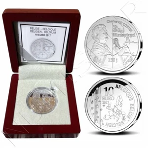 BELGICA 10 euro plata 2017 proof Novelista CHARLES DE COSTER  10€ con estuche - Picture 1 of 1
