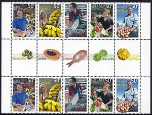 2007 Australia SG# 2848/52 Market Feast gutter strip block of 10 mint MUH - Foto 1 di 1