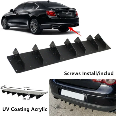 34x5" Fit For Kia K900 2019 2020 Rear Bumper Lower Diffuser Shark Fin Black Trim Foto 1 de 4