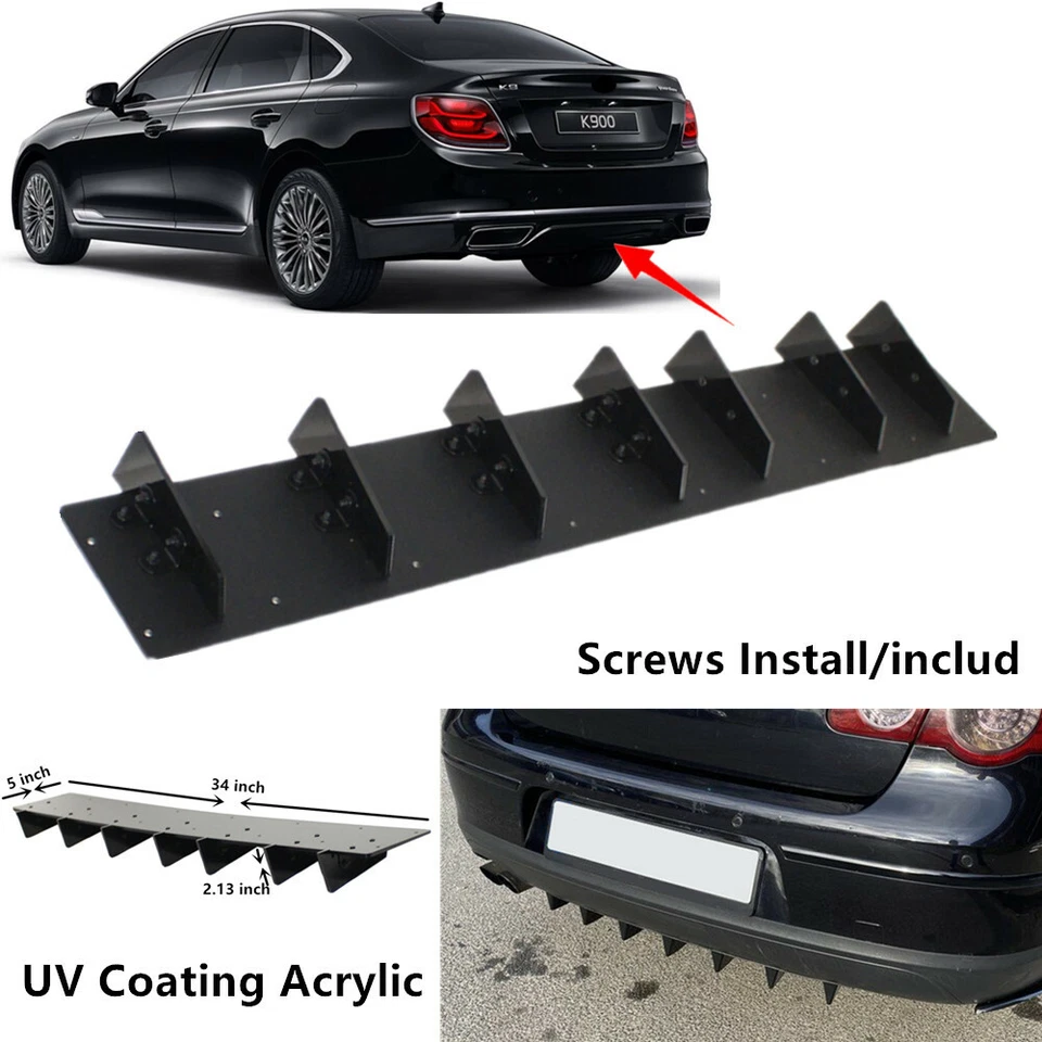 34x5" Fit For Kia K900 2019 2020 Rear Bumper Lower Diffuser Shark Fin Black Trim Foto 1 de 4