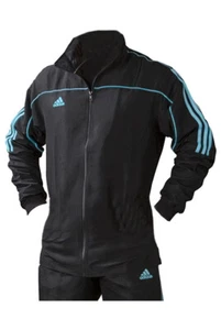 adidas Team Track Trainingsjacke Schwarz/Blau - Picture 1 of 2