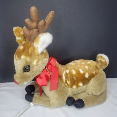 Peluche de reno de animación navideña de Papá Noel de colección sentado con cabeza móvil-14" Foto 1 de 4