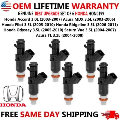 Inyectores de combustible X6 de la mejor actualización OEM para Honda Accord Odyssey Pilot TL MDX Vue Foto 1 de 4