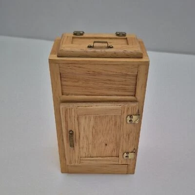 Vintage Wood Dollhouse Ice Box Fridge Cabinet - Photo 1/4