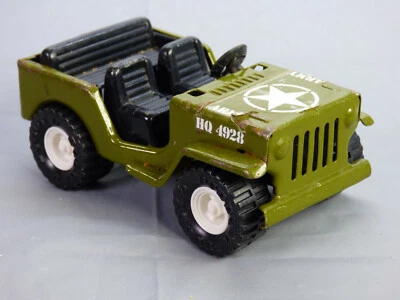 BUDDY L Willys Jeep Green Tinplate Army US  HQ4928 Toy Japan Made Vintage 1970s - Image 1 of 4