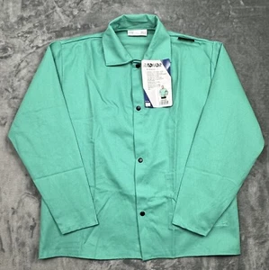 Radnor Westex Flame Resistant Jacket Mens Large Green FR-7A Snap Lightweight NEW - Picture 1 of 15