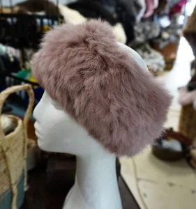 Dusky Rose - A Super Soft & Warm Rabbit Fur Head Warmer Scarf - - Bild 1 von 4