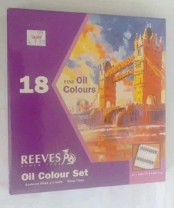 REEVES FINE OIL COLOURS SET OF 18 - 18X 12 ml .4 OZ PAINT 8590301 NEW SEALED - Picture 1 of 9