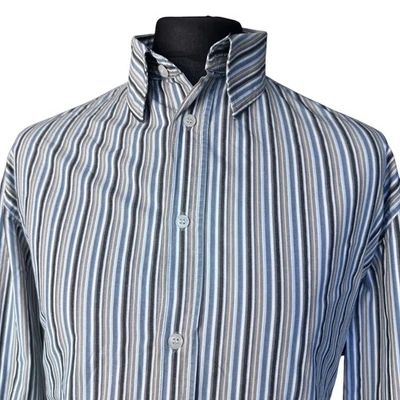 FRENCH CONNECTION Shirt Mens XL (Fits as LARGE 42") Long Sleeve Striped - Image 1 of 4