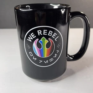 Star Wars We Rebel Coffee Tea Cup Mug Pride Rainbow Black Ceramic - Picture 1 of 6