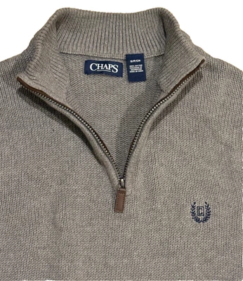 NWOT Chaps Mens 100% Cotton Quarter Zip Sweater Sz Small in Gray - Image 1 of 3