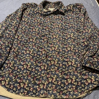 Camisa Eddie Bauer 100% Algodón Estilo Pana Estampado Floral Abotonada XL Alta Foto 1 de 3