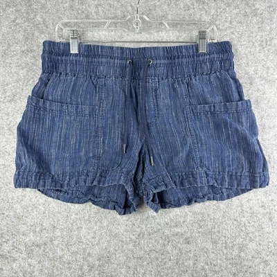 Pantalones Cortos Athleta Cabo de Lino Texturizado para Mujer 10 Bolsillos Azules con Cordón 4" Foto 1 de 4