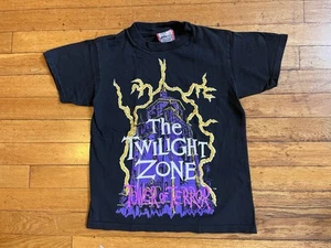 VINTAGE Disney Twilight Zone Tower Of Terror Shirt 10-12 Black Single Stitch 90s - Picture 1 of 10