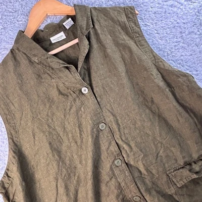 Blusa Blusa túnica Crossroads Mujer 22W Lino Algodón Verde Oliva Sin Mangas Foto 1 de 4