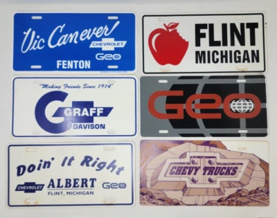 Vintage Dealership Advertising Plates Flint Fenton Geo Chevy Trucks Lot of 6 - Image 1 of 4