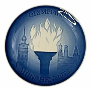 Bing Grondahl Blue & White 7" Plate Oympic Games Munich 1972 First Issue - Picture 1 of 4