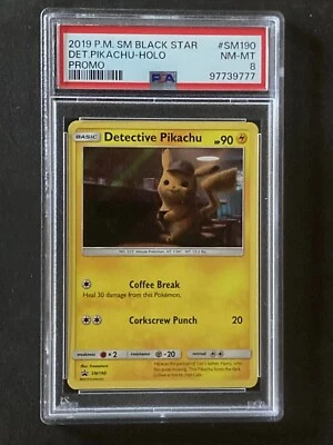 2019 Pokemon Black Star #SM190 Detective Pikachu Holo Promo PSA 8 - Image 1 of 2