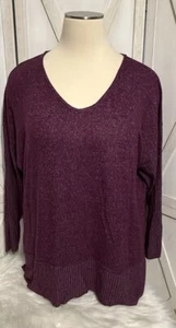 Suéter Pullover Per Se Supersoft Cuello en V Sudadera con Capucha Ciruela Para Mujer Manga Larga Nuevo con Etiquetas - Imagen 1 de 6