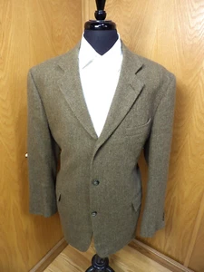 Mens Blazer Sport coat Jacket Oleg Cassini 44r Olive Tan Weave 100% Wool S#152 - Picture 1 of 6