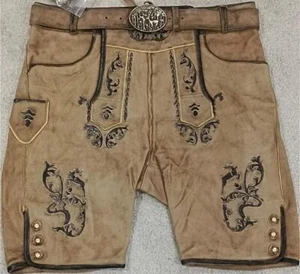 PANTALONES CORTOS CALIDAD PREMIUM WILDBOCK CABRA GAMUZA CUERO FLORIA talla 52 - Imagen 1 de 1