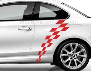Decalcomania adesivo auto BMW Serie 1, bandiera a scacchi striscia laterale a scacchi, grafica - Foto 1 di 7