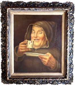 Antique Monk Portrait Painting by ANTONIO CASANOVA Y ESTORACH Spanish, 1847-1896 - Picture 1 of 5