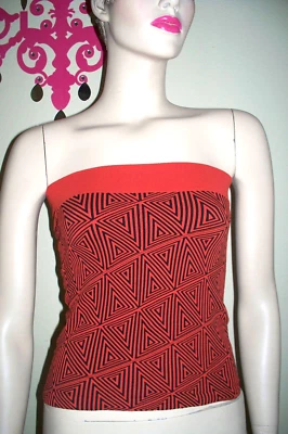 Whitney Eve женщин оранжевый и черный абстрактный геометрический трубка верхний эластичный маленький - Изображение 1 из 4