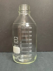 Schott Media Storage Bottle Clear Glass 1000 ml GL45 Threaded Neck 3 Bottles - Picture 1 of 12