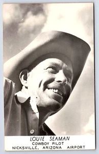 Nicksville Arizona Airport Louie Seaman Cowboy Pilot Real Photo Postcard D140 - Picture 1 of 2