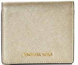 Michael Kors Wallet Flap Card Holder Saffiano Leather Pale Gold New - Picture 1 of 11