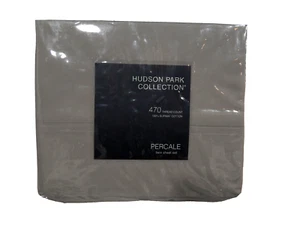 Hudson Park Collection 470TC Percale Solid Supima Cotton Sheet Set TWIN Silver - Picture 1 of 2
