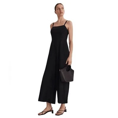 Madewell Square Neck Wide-Leg Black Jumpsuit Size 14 - Image 1 of 4
