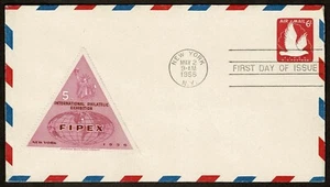 SG27 UNITED STATES 196 FDC prestamped cover 6c air mail with FIPEX cinderella - Picture 1 of 2