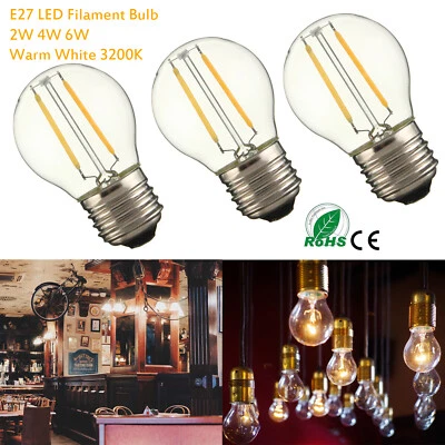 Retro LED G45 Filament Edison Bulbs E27 2/4/6W Bright Warm White Light Lamp RLM - Image 1 of 4