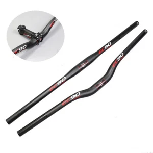 Full Carbon Fiber Mountain Bike Handlebar MTB Bicycle Flat/Riser Bar 600-760mm - Picture 1 of 9