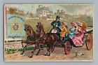 1880s 1890s Carriage Coach Dearborn Domestic Sewing Machine Vintage Trade Card