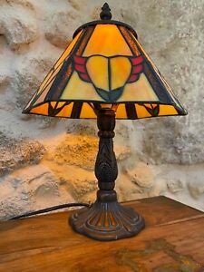 Lampe de table style TIFFANY en vitrail vintage