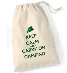 'Keep Calm and Carry On....' Camping Storage Bag Cotton Canvas drawstring bag