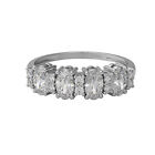 1.13 Ctw Oval Moissanite 925 Sterling Silver Half Eternity Four Stone Women Ring