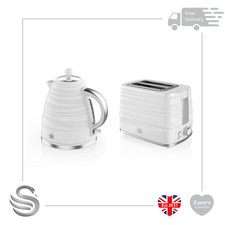 Swan Symphony 1.7 Litre Jug Kettle & 2 Slice Toaster White Set- Brand New