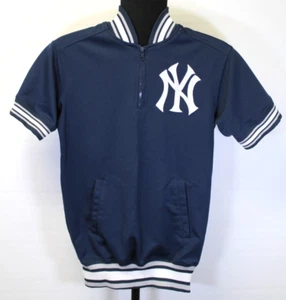 New York Yankees Stitches MLB 1/4 Zip Pullover Jersey W/pockets Sz Youth L Blue - Picture 1 of 20