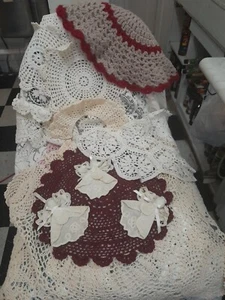 29 Handmade Doilies A Collar 3 Angels Large And Small See Pictures Crochet Rings - Picture 1 of 15