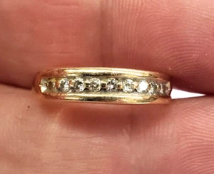 14K Gelbgold 9-runder Diamant Ehering Ring von FRCO - Größe 5,5 (2,6 Gramm) - Bild 1 von 7