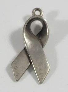 Vintage Pendant Cancer Ribbon Charm Sterling Silver 925 Makers Mark  1.7 Gram - Picture 1 of 6