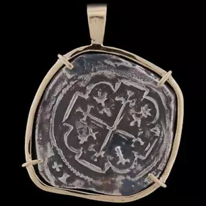 Atocha versunkener Schatzschmuck - seltsame Form 8 echte Silbermünze Anhänger - Bild 1 von 5